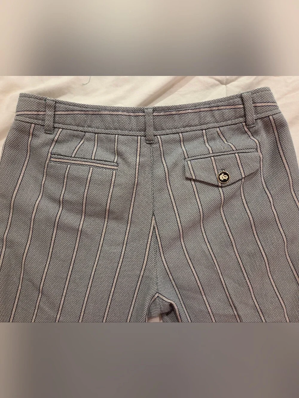 Tory Burch Green And Cream Cropped Ankle Trouser Sz 8 Woven Luxury Designer